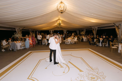 First dance of bride and groom at vineyard wedding Niagara-on-the-Lake