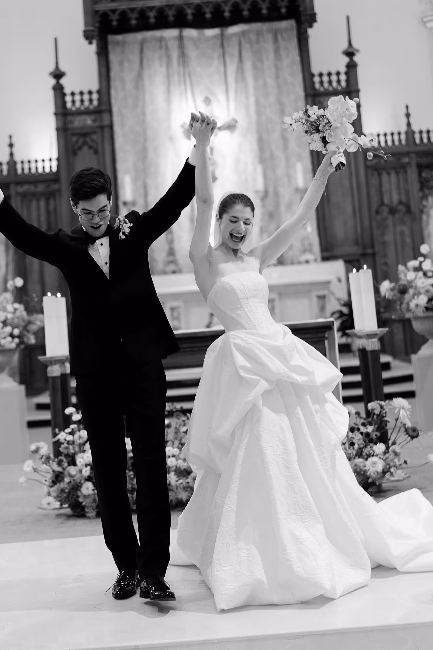 Just married couple photo at a church