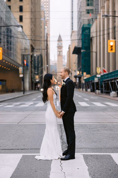 Elegant wedding photo in bar