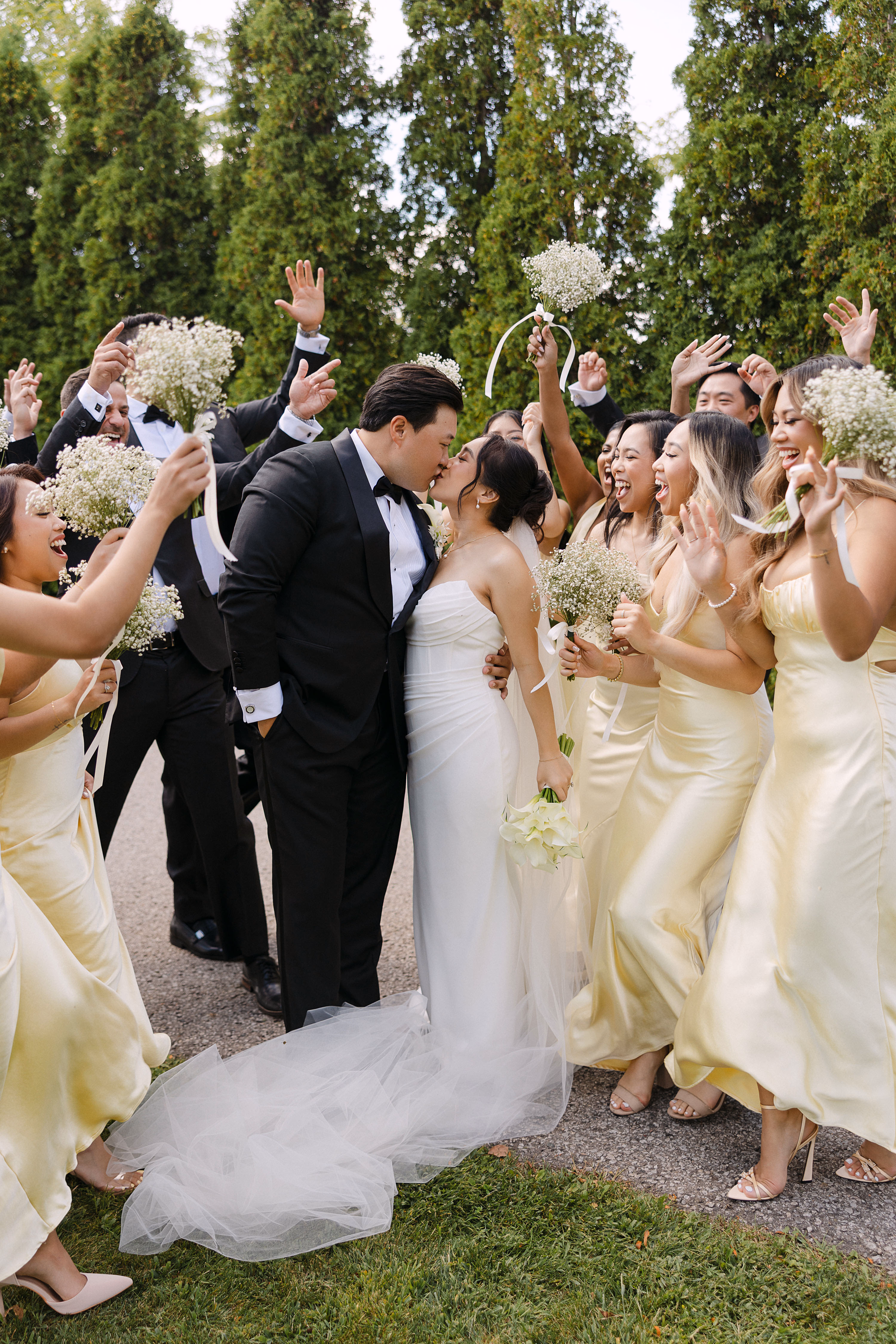 bride and groom with bridal party at Aga Khan Museum