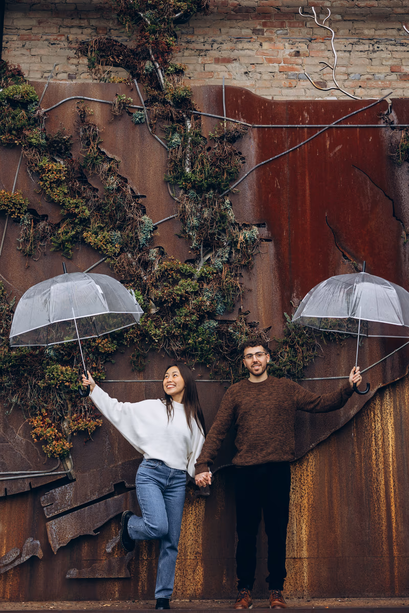 evergreen brickworks fall Engagement Photo