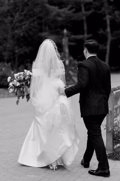 Cool bridal photo at Evergreen Brickworks