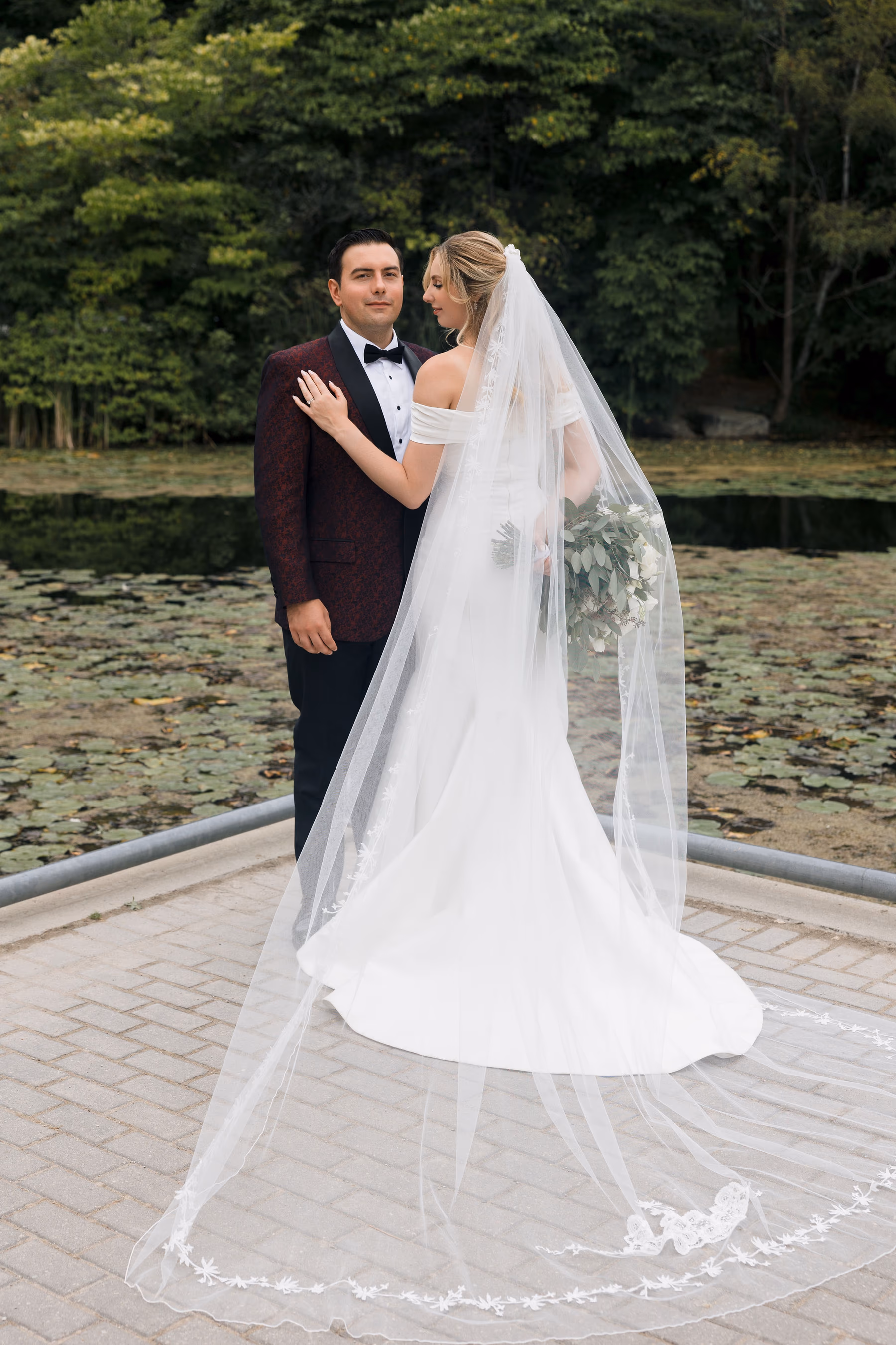 couple posing together at Evergreen Brickworks