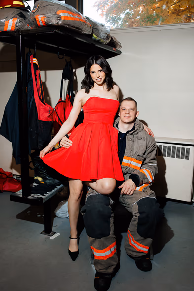 romantic firefighter engagement pictures