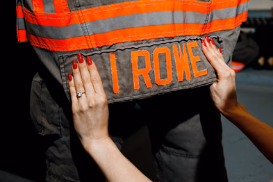 creative firefighter engagement photography