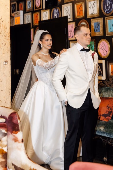 Wedding at George Restaurant Toronto bride and groom first look