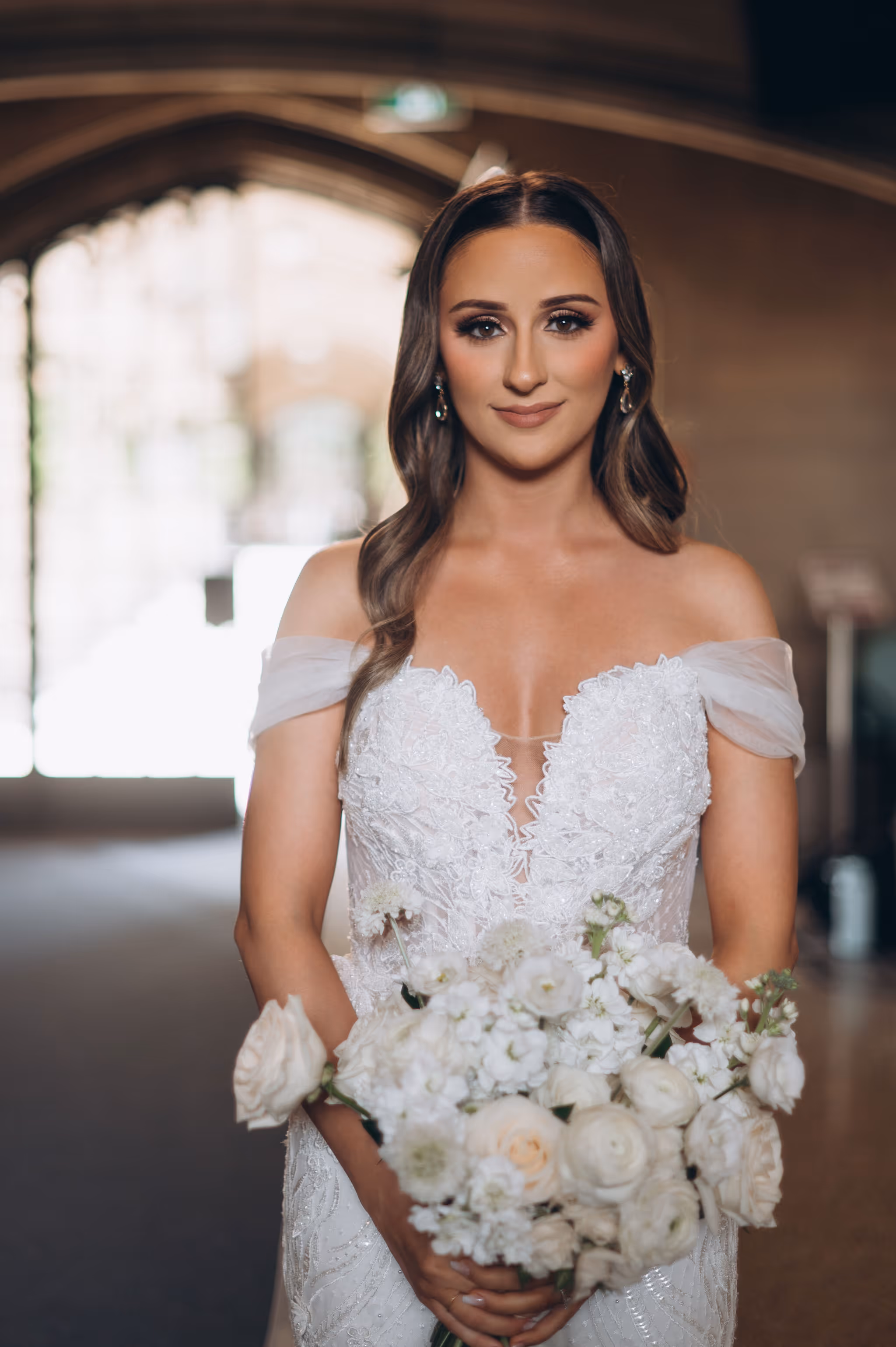 hotel bridal portrait hallway light