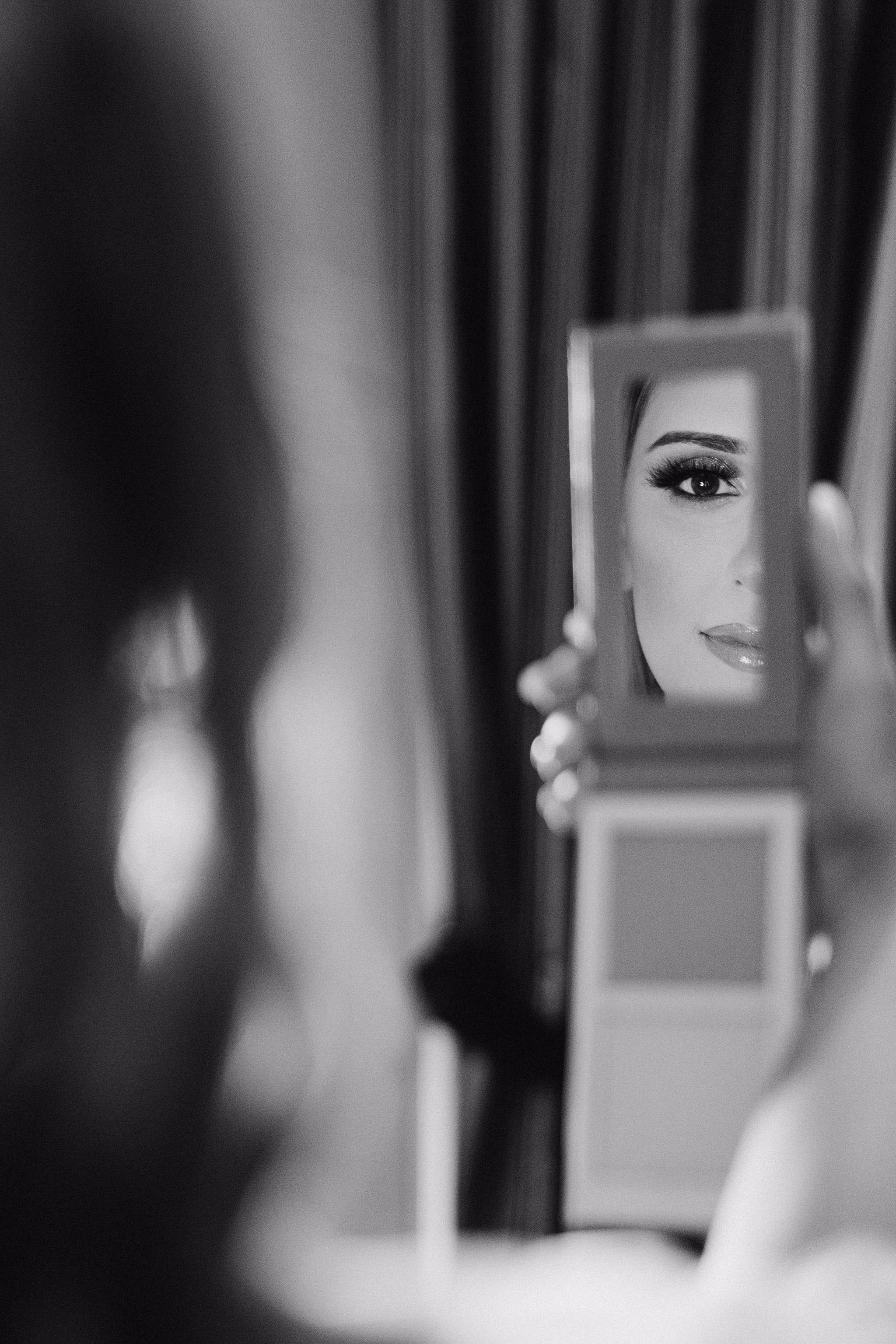 hotel wedding getting ready mirror