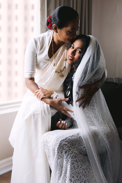 mother and daughter wedding photo at One King West Hotel