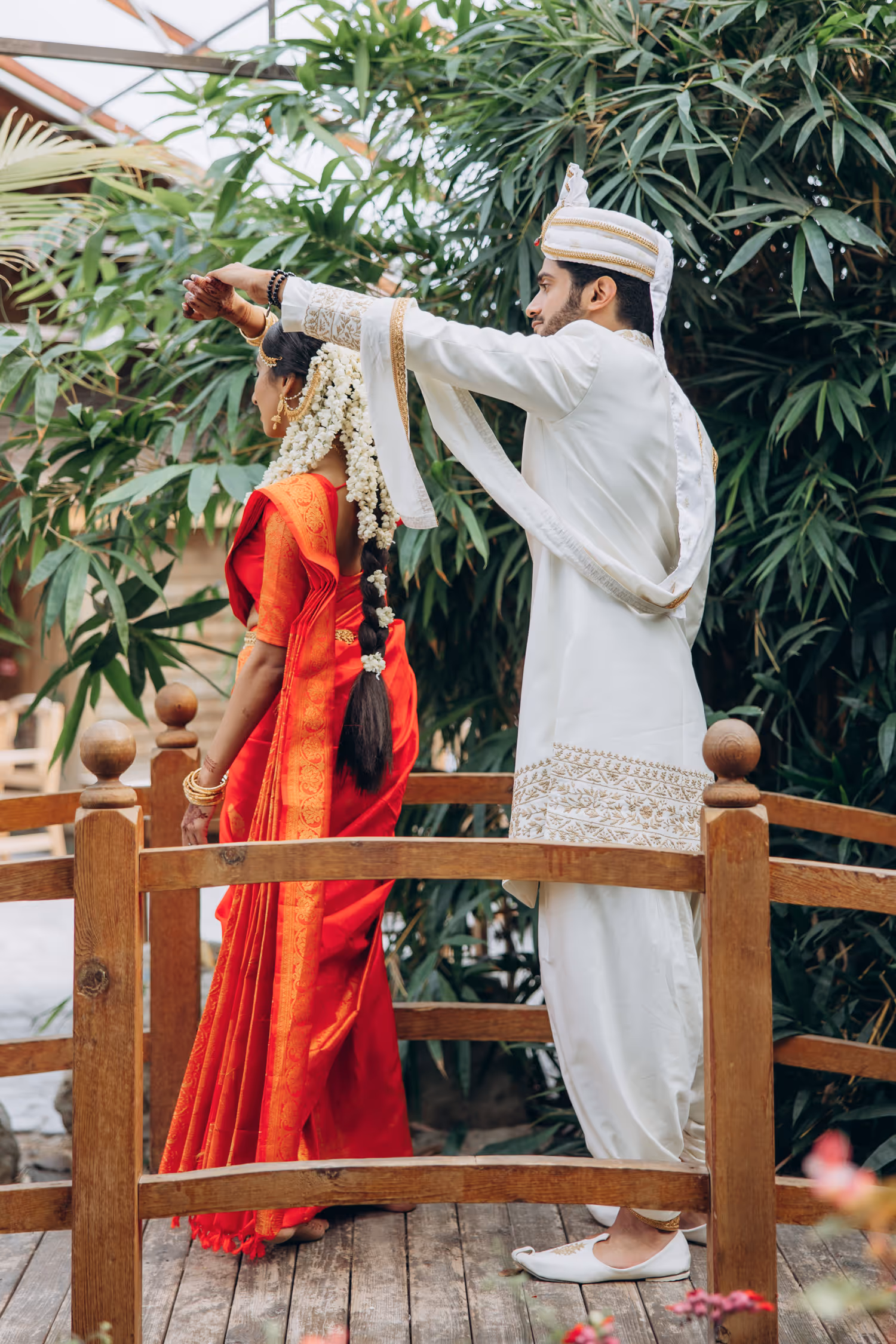 tamil bride and groom at Madison Greenhouse 