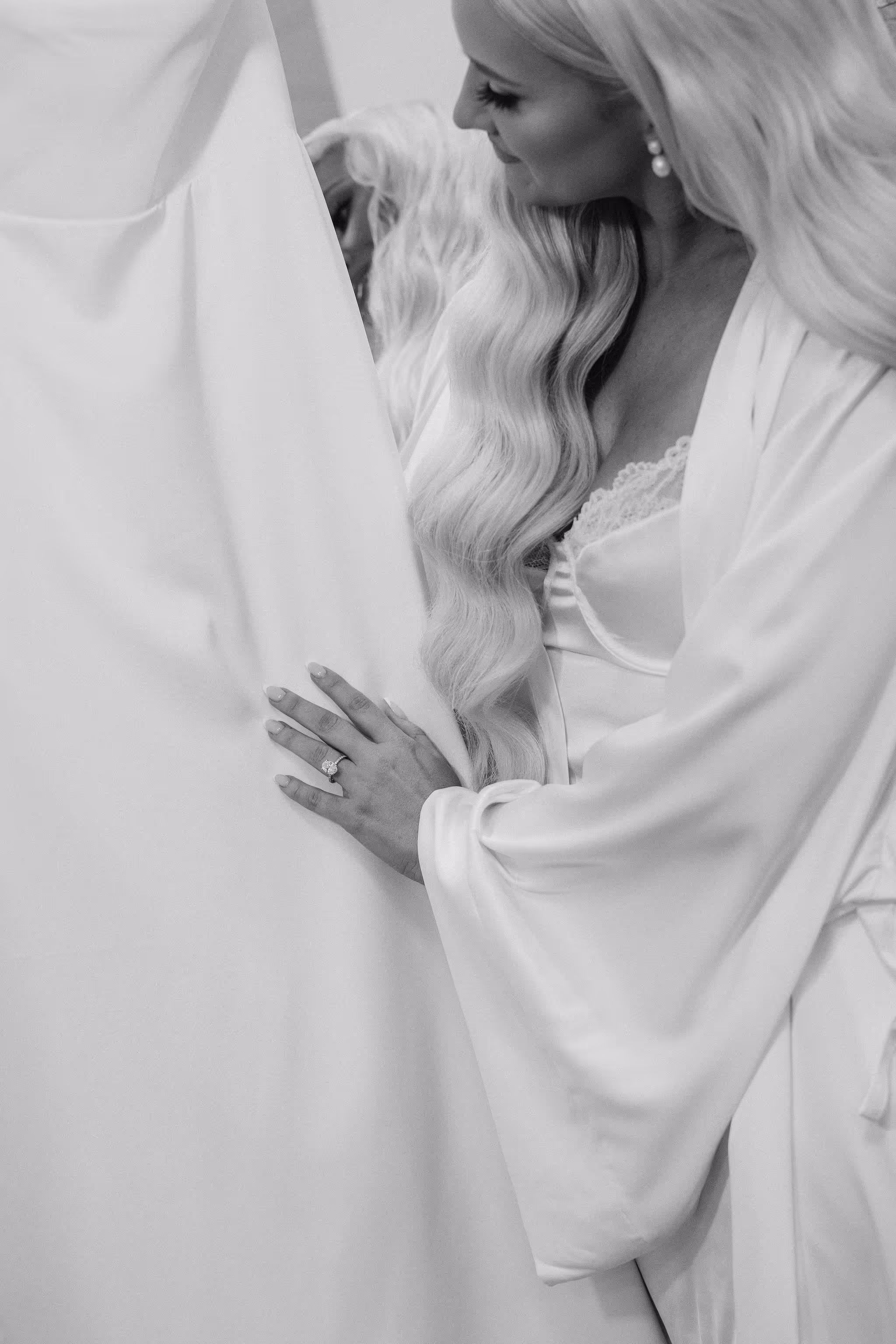 Bride with wedding dress at Arlington Estate by Astora Studio