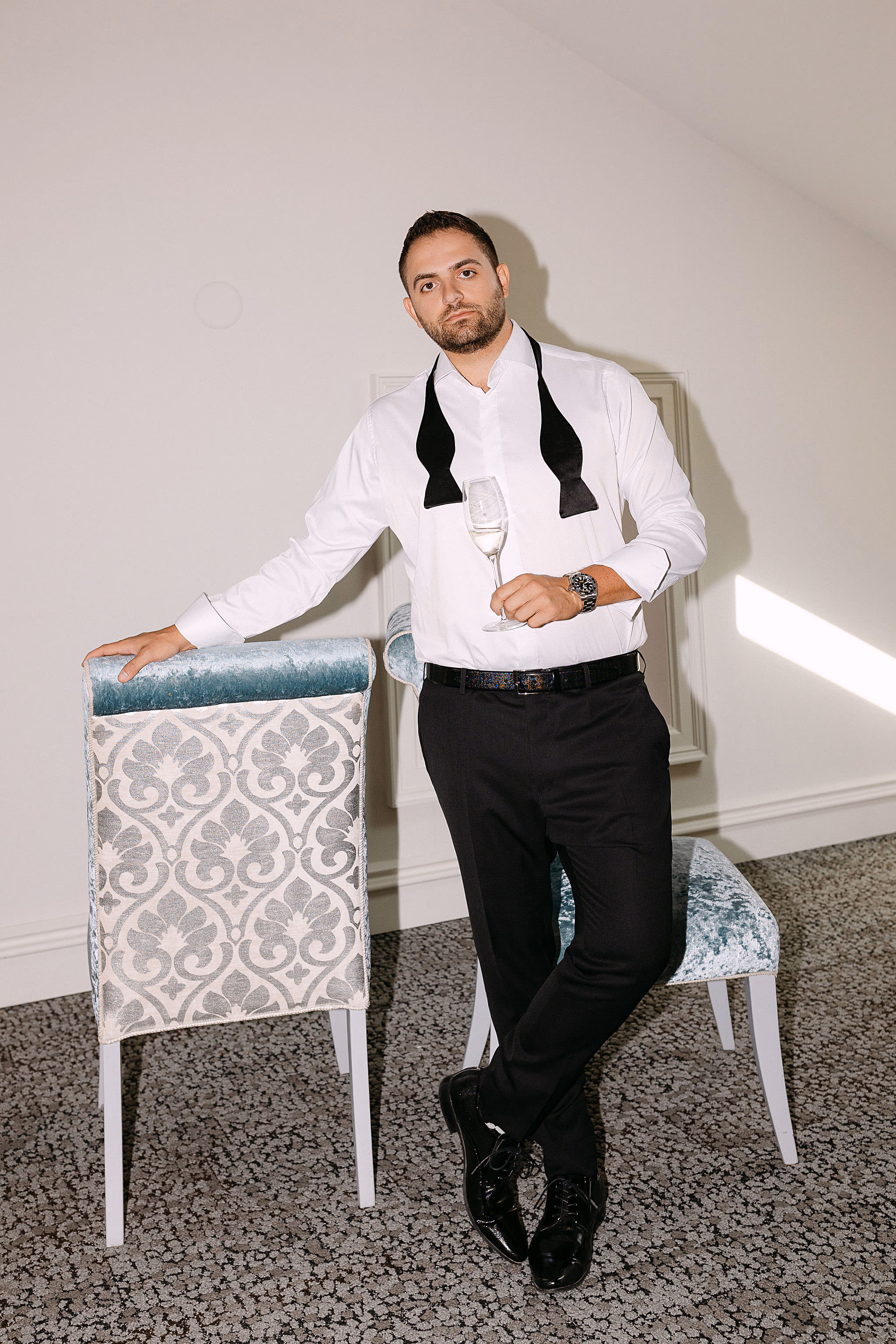 Groom posing at The Arlington Estate