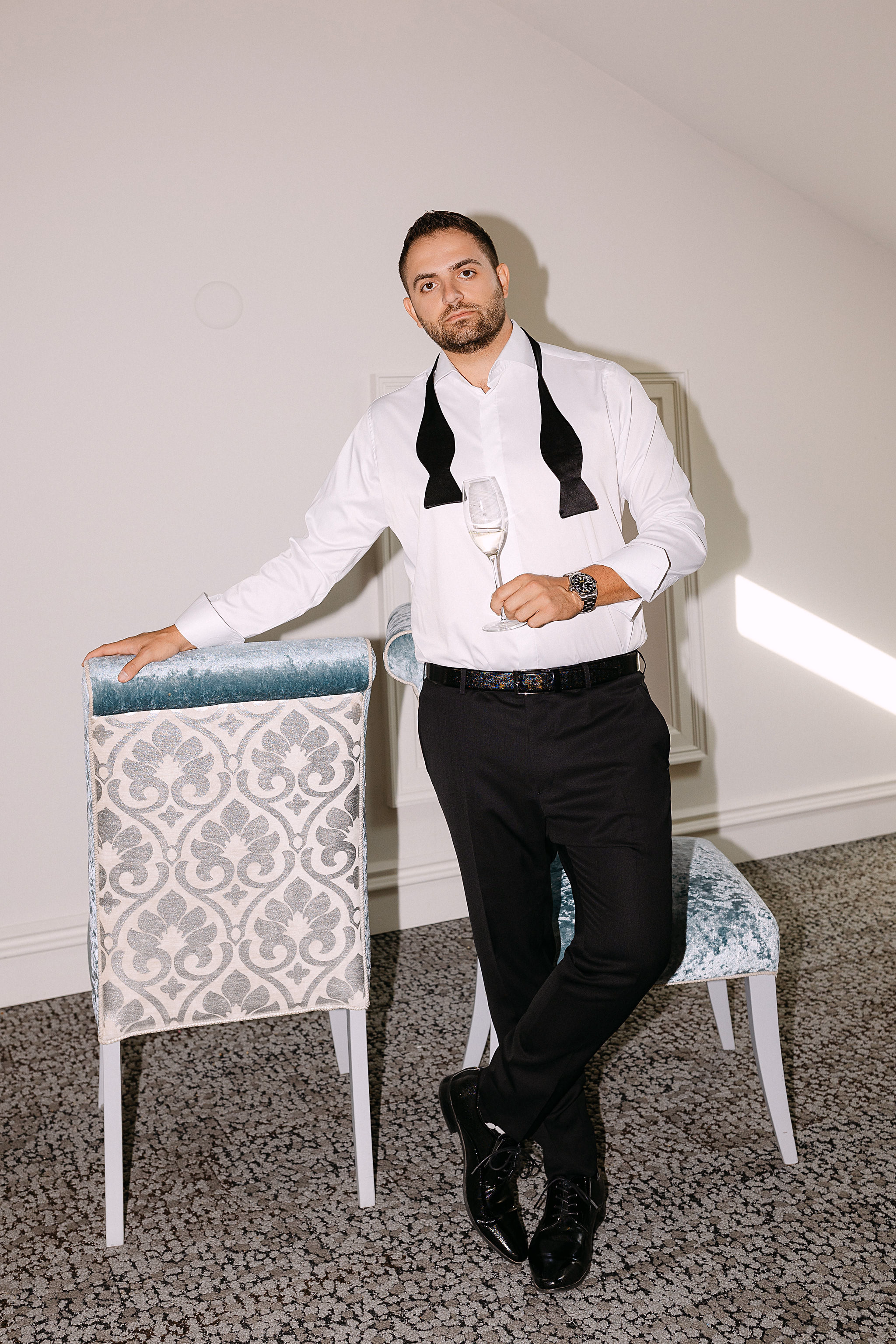 Groom posing at The Arlington Estate