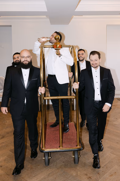 groomsmen with officiant before the ceremony at The Arlington Estate Vaughan — Astora Studio