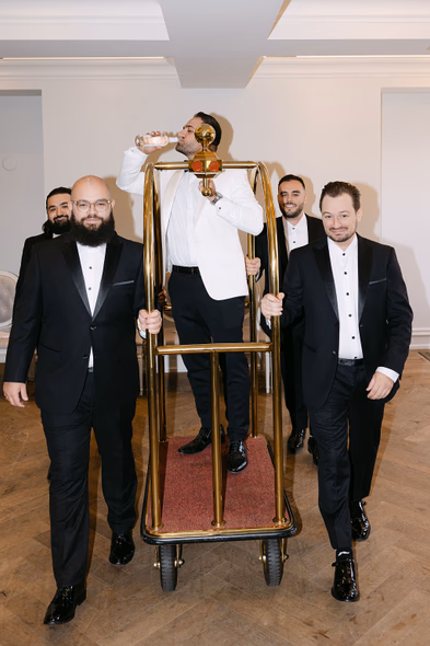groomsmen with officiant before the ceremony at The Arlington Estate Vaughan — Astora Studio