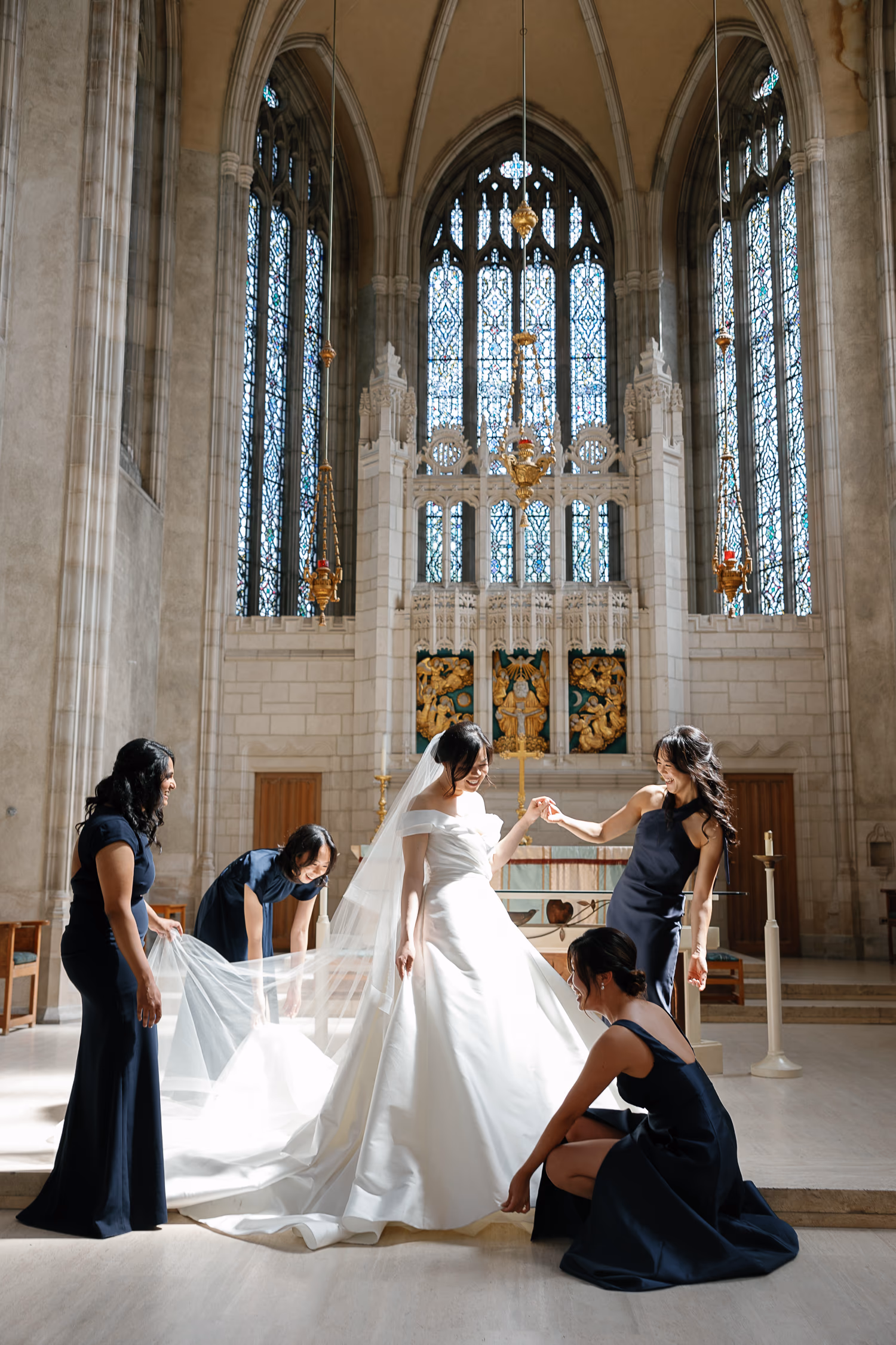 Trinity College bridal party photo